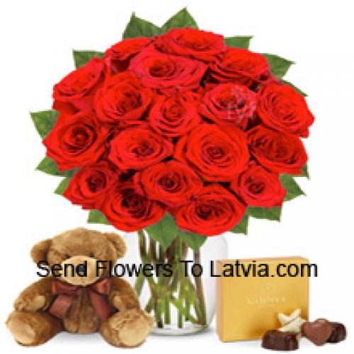 11 Roses with Yummy Chocolates and Teddy