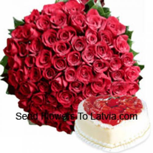 101 Red Roses with Yummy Vanilla Cake