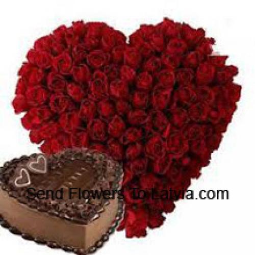 101 Red Roses with 1 Kg Chocolate Cake