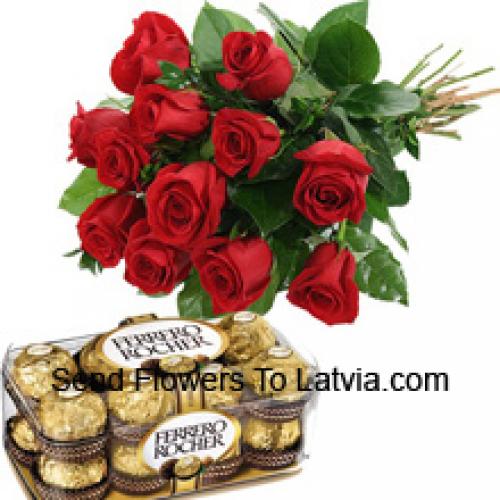 11 Rose Rosse con Deliziosi Cioccolatini