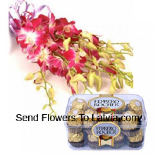 Charming Pink Orchids with 16 Pcs Ferrero Rochers