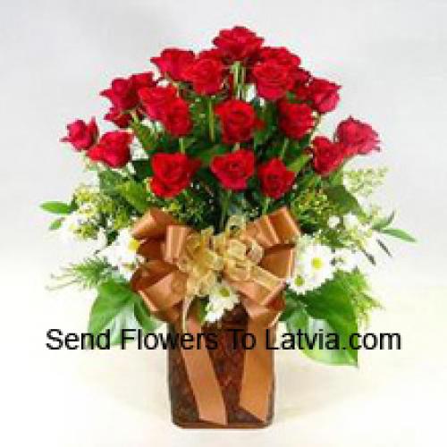 Pretty 25 Roses and 11 Gerberas