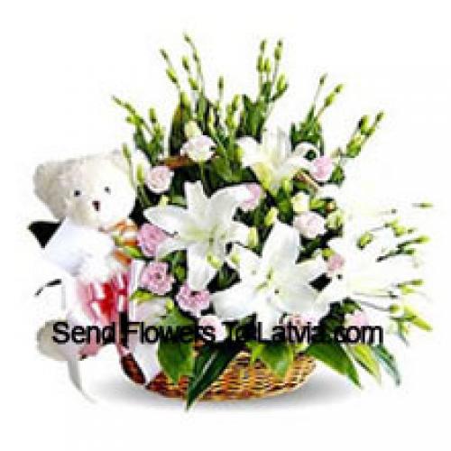 Lilies and Carnation Cute Basket