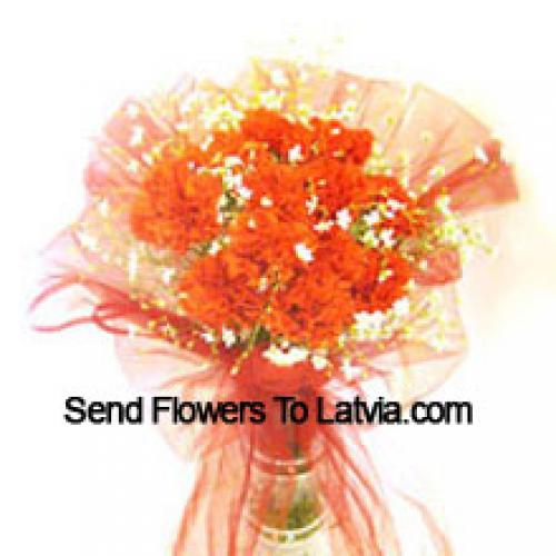 11 Orange Carnations in Vase