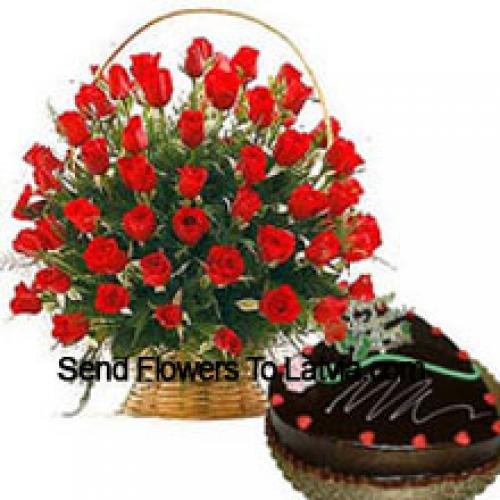 51 Red Roses with 1 Kg Cake