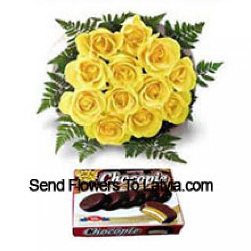 11 Beautiful Yellow Roses with Chocolate Box