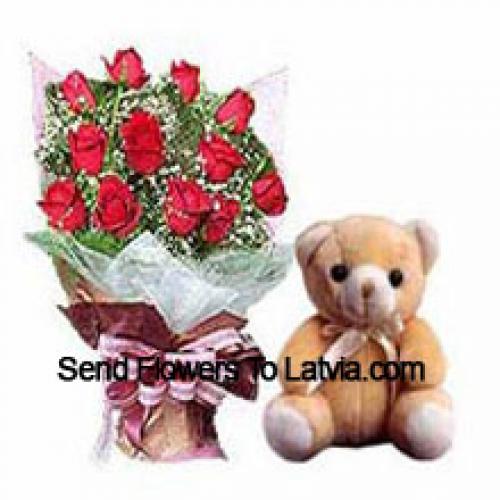 11 Beautiful Roses with Elegant Teddy