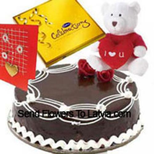 1 Kg Truffle Cake with Chocolates and Cute Teddy